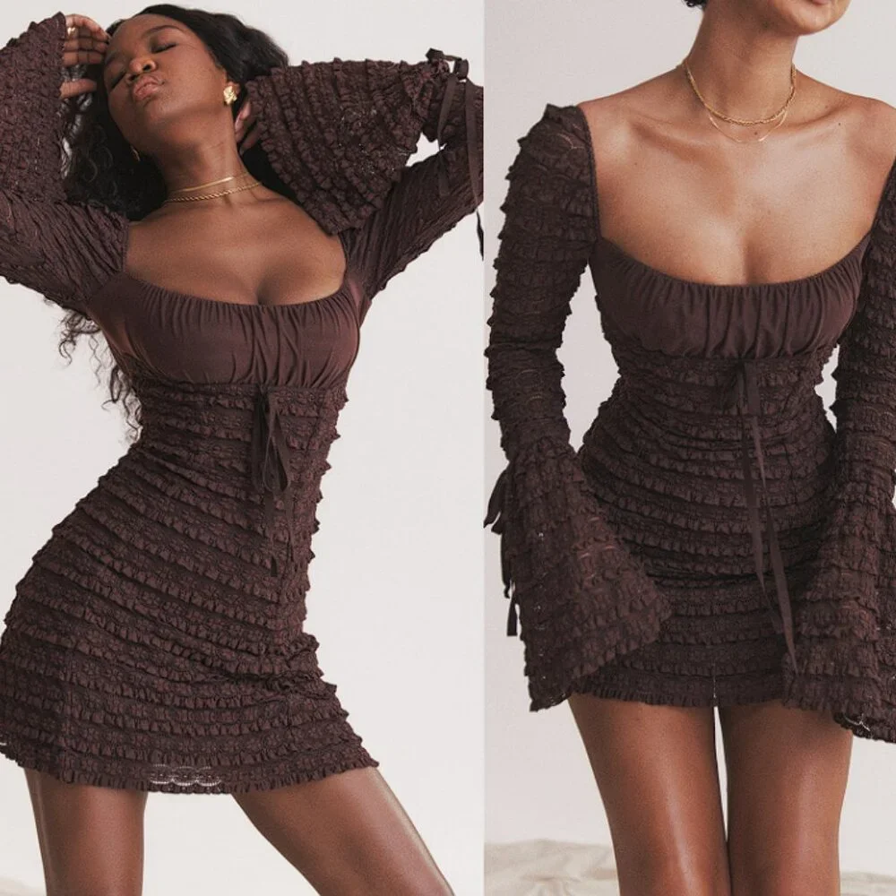 House of CB 'Marisa' Espresso Lace Dress NWOT
